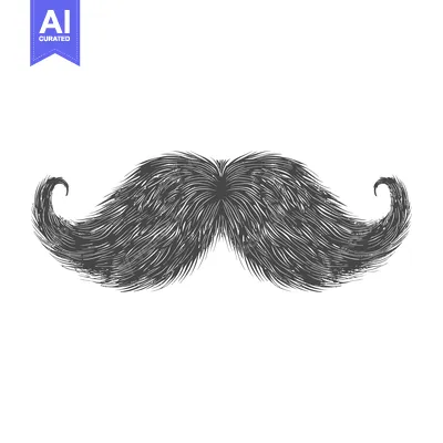 Premium design asset: Hand-drawn Illustration of a Black and White Mustache