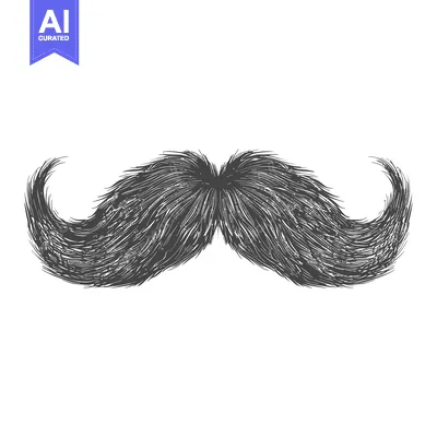 Hand-drawn Illustration of a Thick Black Mustache