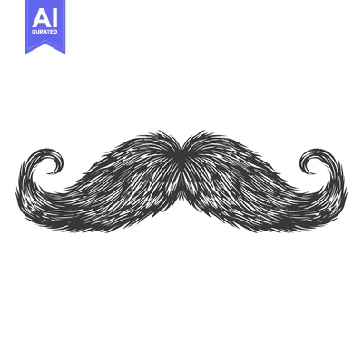 Premium design asset: Hand-drawn sketch of a large curly mustache