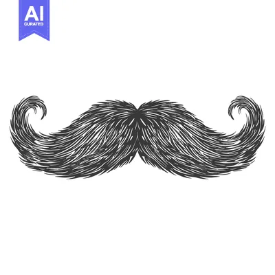 Aset premium populer: Hand-drawn illustration of a thick, curly mustache