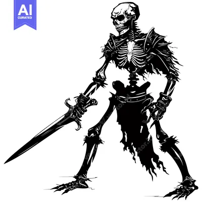 Premium design asset: A Grim Reaper Skeleton Warrior Holding a Sword