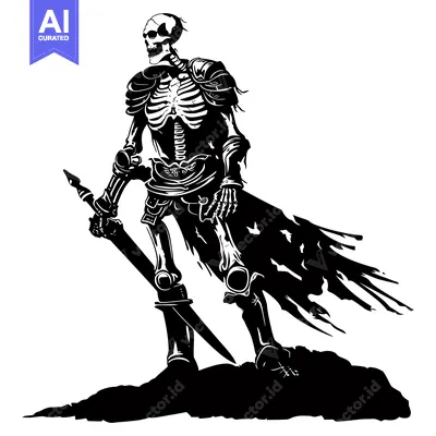 Aset premium populer: A Skeleton Knight Standing With a Sword and a Cape