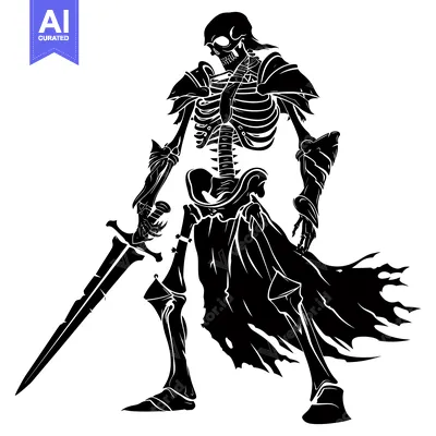 Premium design asset: Skeletal Warrior With Sword and Cape