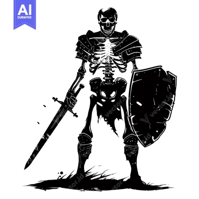 Aset premium populer: Skeleton Knight in Armor with Sword and Shield