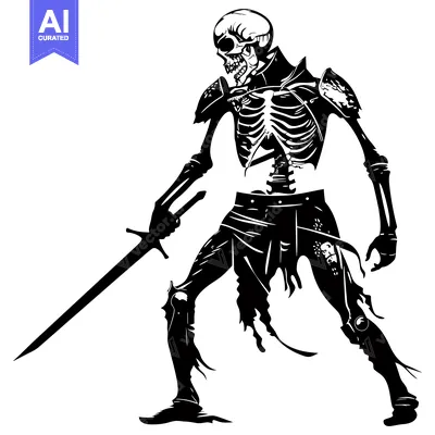 Aset desain premium: A Skeletal Warrior With a Sword