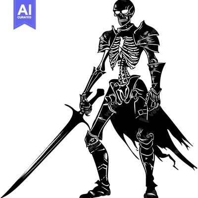 Aset premium populer: Skeletal Knight in Full Armor Holding a Sword