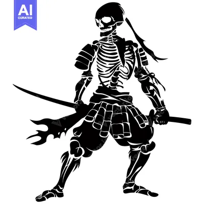 Premium design asset: Skeletal Samurai Warrior Holding a Katana Sword