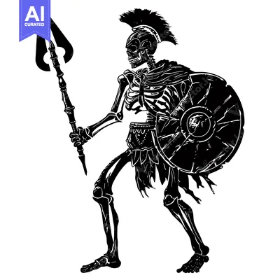 Premium design asset: Skeleton Warrior with Spear and Shield