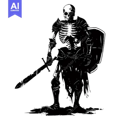 Aset premium populer: Skeleton Knight Holding a Sword and Shield