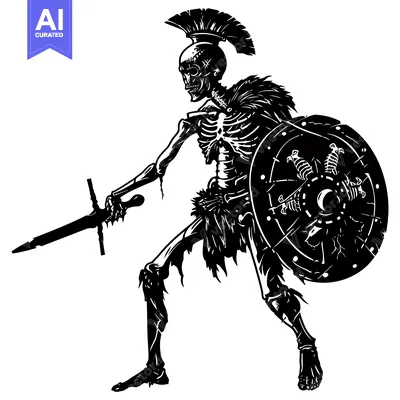 Aset premium populer: Skeletal Warrior with Sword and Shield