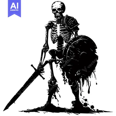Premium design asset: Skeleton Warrior with Sword and Shield
