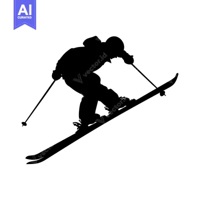 Popular premium asset: Silhouette of a skier in mid-air, soaring down a slope.