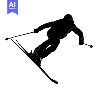 Silhouette of a Skier in Mid-Air During a Jump