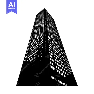 Aset premium populer: Black and White Silhouette of a Tall Skyscraper Building