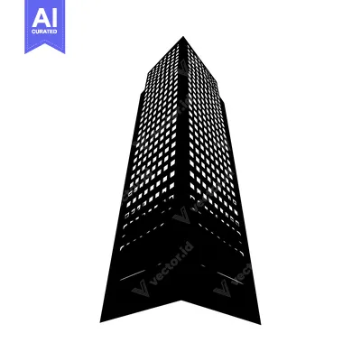 Premium design asset: Black and White Silhouette of a Tall Modern Building