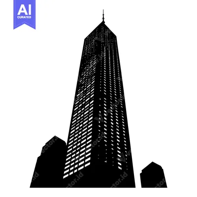 Premium design asset: Silhouette of a Tall Skyscraper with Windows