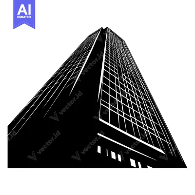 Aset premium populer: Black and White Silhouette of a Modern Skyscraper