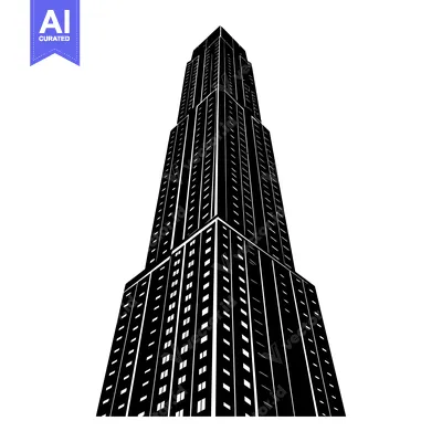 Aset premium populer: Black and white silhouette of a tall skyscraper