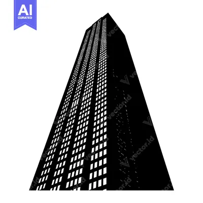 Popular premium asset: Black and White Silhouette of a Skyscraper with Windows