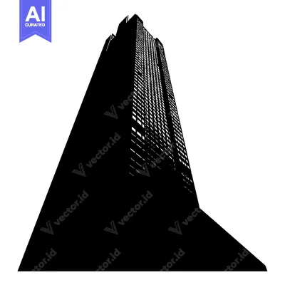 Popular premium asset: Black and White Silhouette of a Tall Modern Skyscraper Building