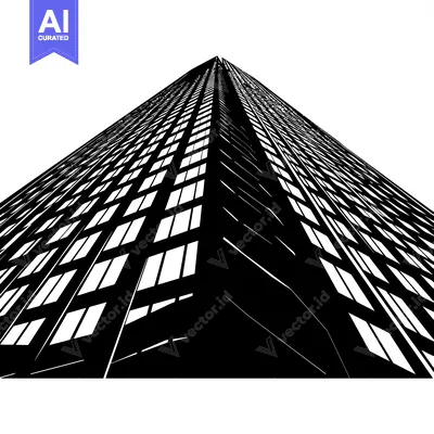 Aset premium populer: Black and White Illustration of a Modern Skyscraper