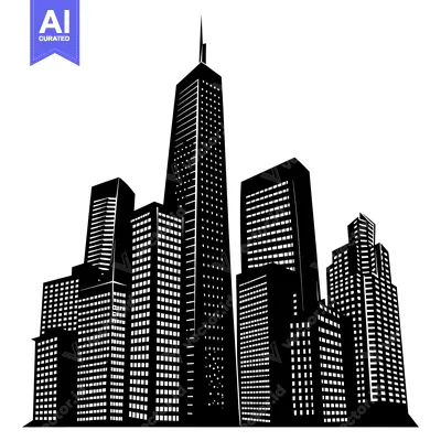 Black and White Silhouette of Modern Skyscrapers