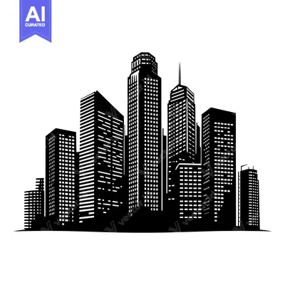 Popular premium asset: Silhouette of a City Skyline with Tall Buildings