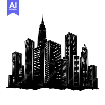 Aset premium populer: Black and White Silhouette of a City Skyline