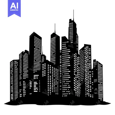 Silhouette of a Modern City Skyline with Tall Buildings