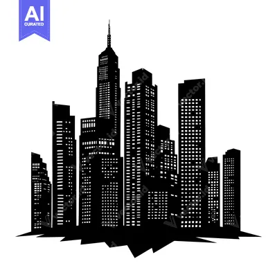 Silhouette of a City Skyline with Tall Buildings