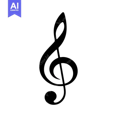 A Black and White Treble Clef on a White Background