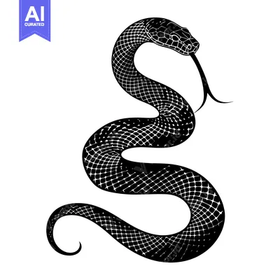 Black and White Illustration of a Snake Coiled in an S Shape