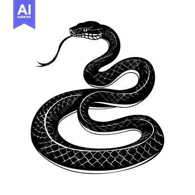 Aset premium populer: Black and White Illustration of a Snake Coiled in a Figure Eight