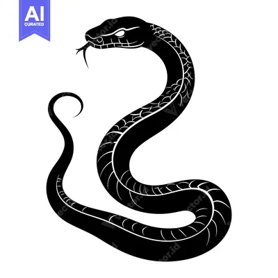Popular premium asset: Black and White Silhouette of a Snake Coiled Up