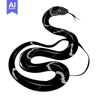 Black and White Silhouette of a Snake with Detailed Scales