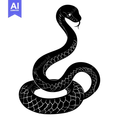 Black and White Silhouette of a Coiled Snake