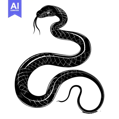 Popular premium asset: Black and White Illustration of a Coiled Snake