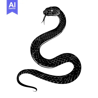 Aset premium populer: A Black and White Illustration of a Snake Coiled in a S-Shape