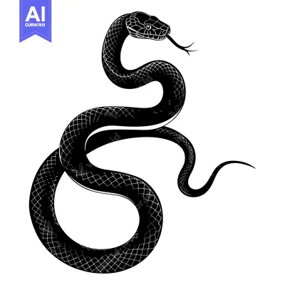 Black and White Illustration of a Snake with a Patterned Body
