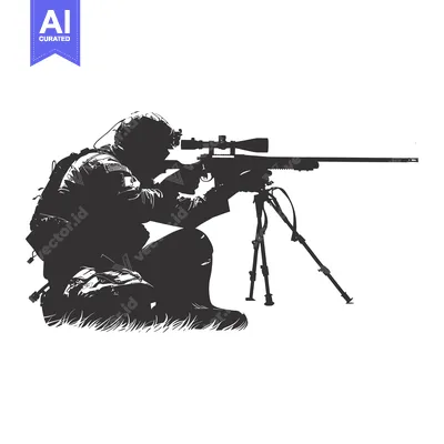 Aset premium populer: A Silhouette of a Soldier Aiming a Sniper Rifle with a Scope