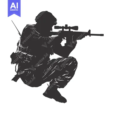 Premium design asset: Silhouette of a Soldier Aiming a Rifle