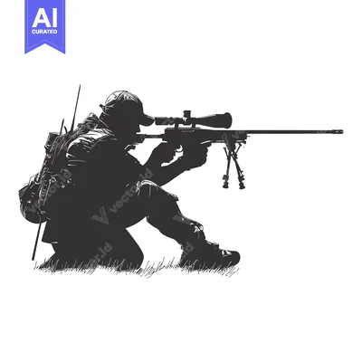 Aset premium populer: Silhouette of a Soldier Aiming a Sniper Rifle