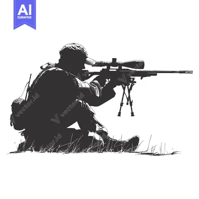 Aset premium populer: Silhouette of a Soldier Aiming a Sniper Rifle