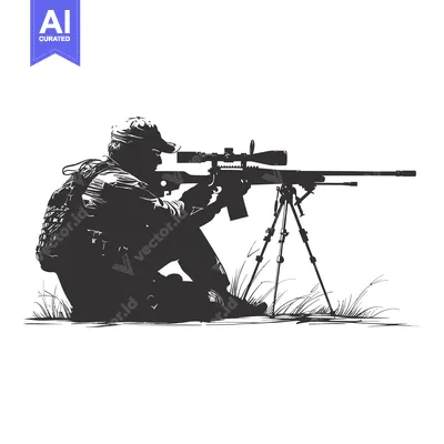 Popular premium asset: Silhouette of a Sniper Aiming a Rifle with Scope