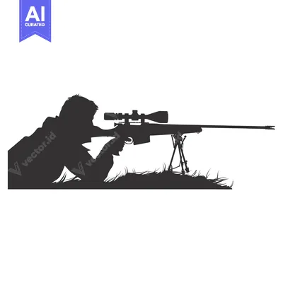 Aset premium populer: Silhouette of a Sniper Aiming with a Scope