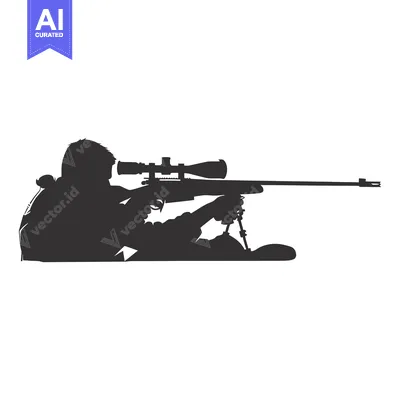 Premium design asset: Silhouette of a Person Aiming a Sniper Rifle