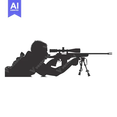 Aset premium populer: Silhouette of a Sniper Aiming with a Rifle