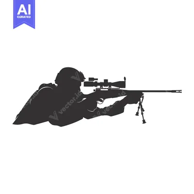 Aset premium populer: Silhouette of a Sniper Aiming with a Rifle