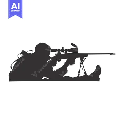 Popular premium asset: Silhouette of a Sniper Aiming a Rifle with a Scope