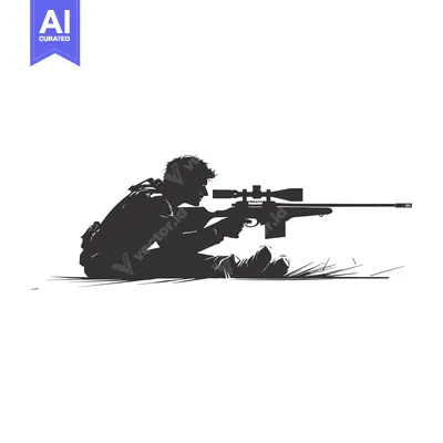 Popular premium asset: Silhouette of a Sniper Aiming a Rifle